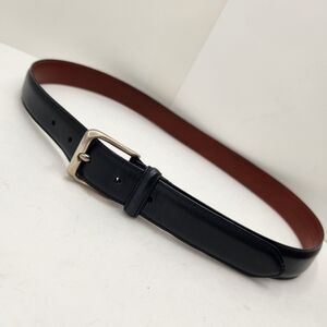 Coach dress belt men's 34 black leather 5951 silver buckle classic formal career